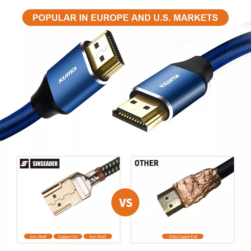 Test HDR TDR 48 gb/s Pozłacany kabel HDMI 4k 120 Hz Obsługuje Ethernet 3D 4K HDTV