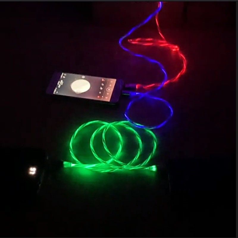Kabel szybkiego ładowania 3 w 1 Typ C 3A LED Kolorowy kabel ładujący USB Błyskawiczny kabel migający