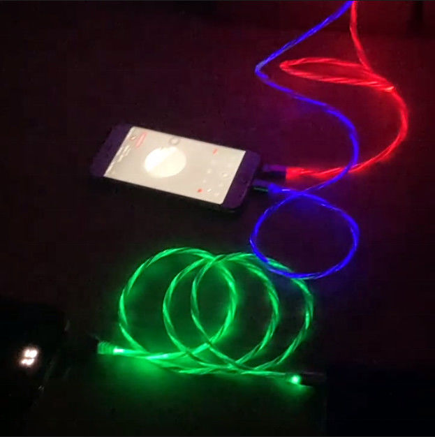 Kabel szybkiego ładowania 3 w 1 Typ C 3A LED Kolorowy kabel ładujący USB Błyskawiczny kabel migający
