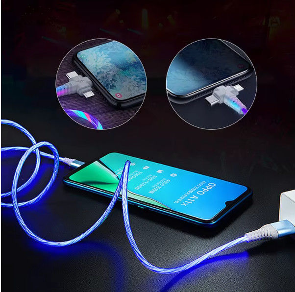 3in1 Flow Luminous Lighting kabel USB dla Samsunga 3 w 1 2in1 LED Micro USB Typ C 8Pin ładowarka Drut do iPhone Huawei Xiaomi