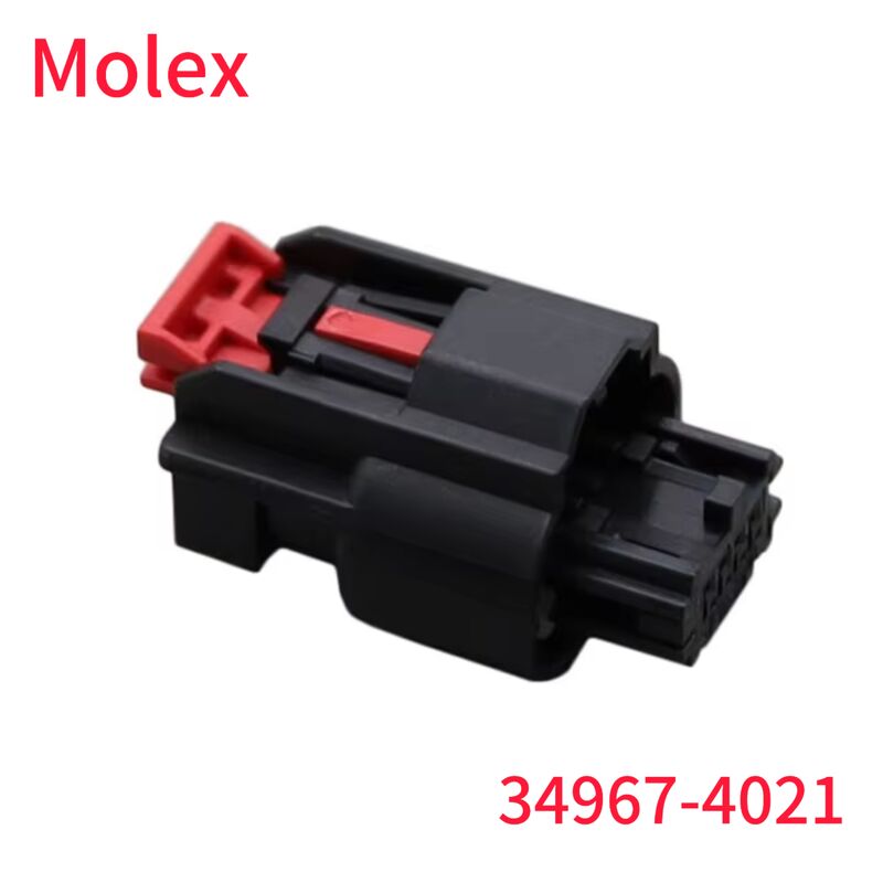 Molex 34967-4021 Czteropinowy czarny złącze samochodowy obudowa z czerwonym zaciskiem zamkowym, oryginalny złącze Molex