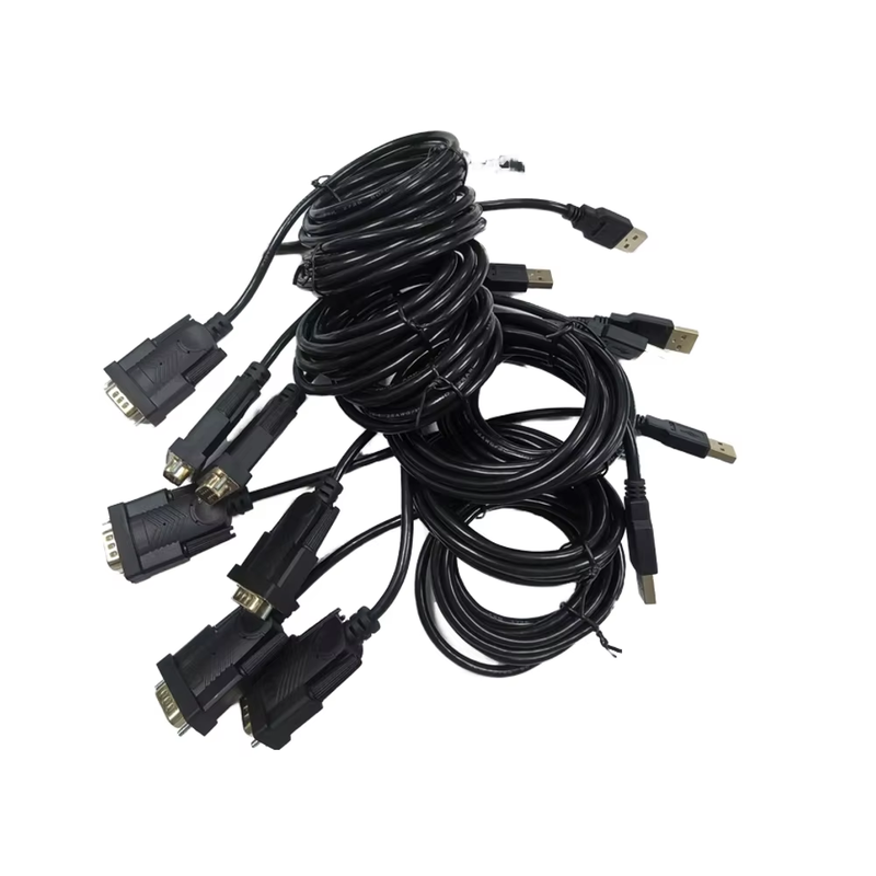 DB9 D-SUB 9-Pin Samiec-Kobieta VGA Koaksjalny Kabel Zgromadzenie 0-180 Miniaturowy PVC Jacket Monitor Głośnik Mikrofon DVD Player 4K