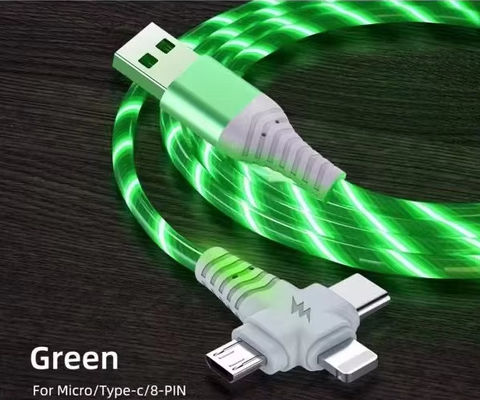 Gorąca sprzedaż cena fabryczna 3 w 1 kabel USB do oświetlenia w nocy i przesyłania daty światło kabel